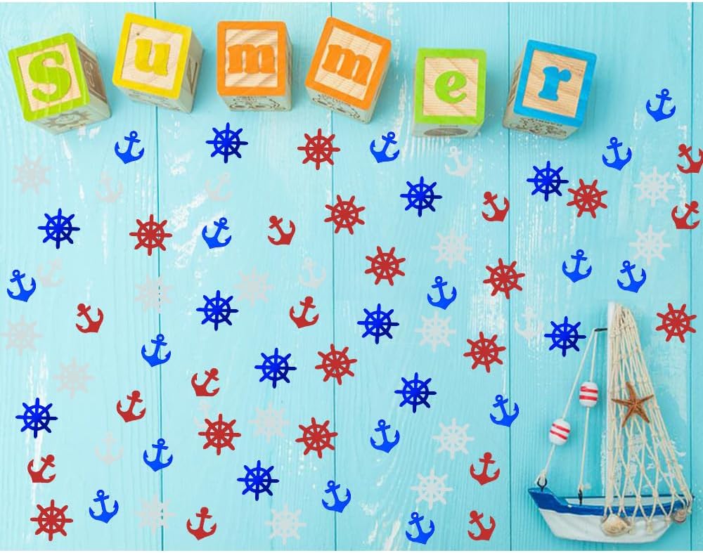 Confetti Anchor Rudder Party Favor Table Metallic Foil Party Decoration Nautical Baby Shower