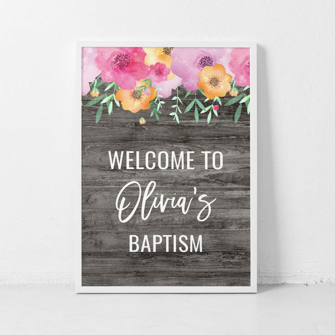 Andaz Press Personalized Extra Large Wedding Easel Board Party Sign, 12x18-inch, Pink Floral