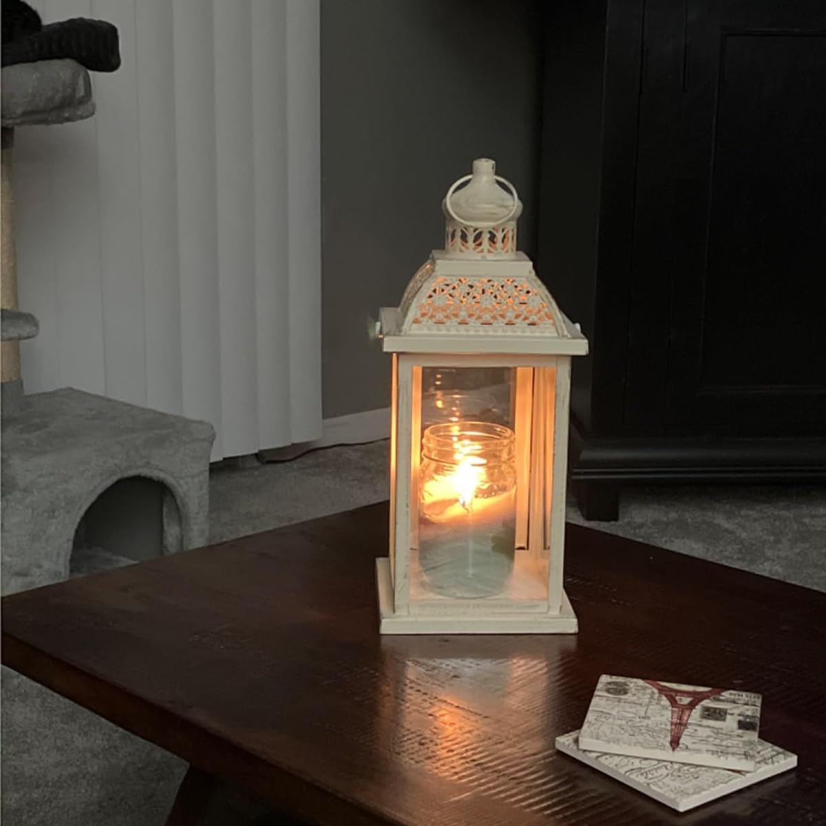 NEEDOMO 14.4" Lanterns Decorations Indoor, Hanging Candle Lantern Outdoor, Vintage Large Lantern