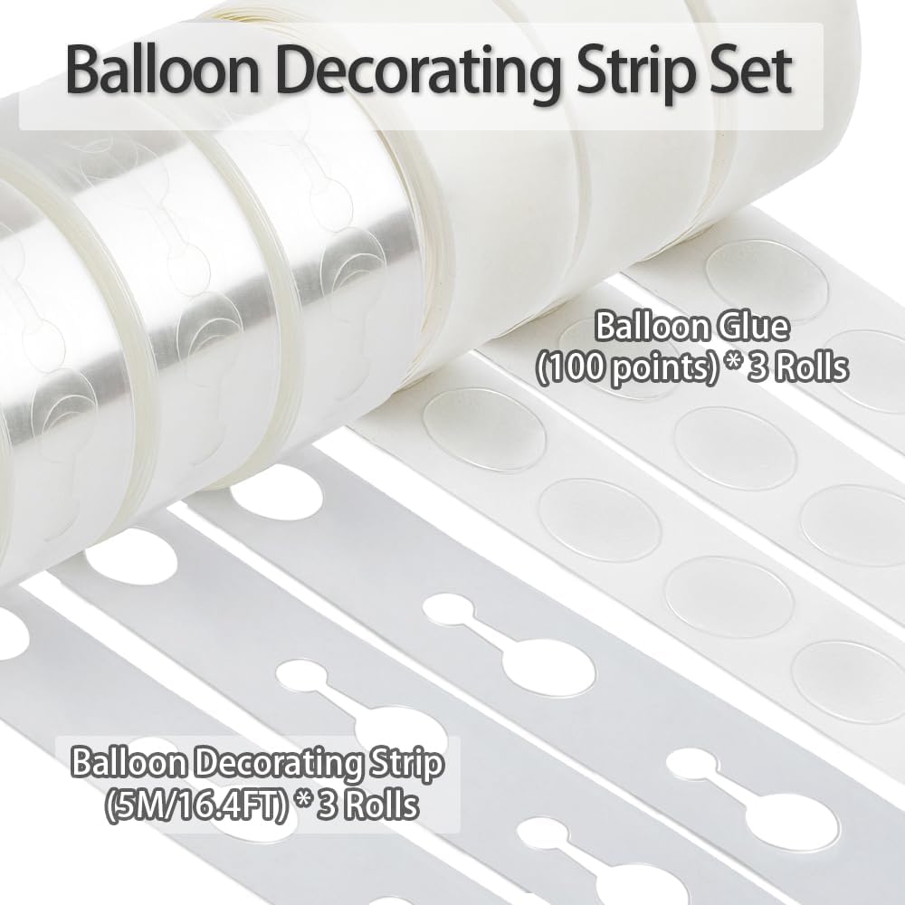 Balloon Arch Kit 49.2ft Balloon Tape & 300pcs Balloon Glue Point For Balloon Decorating Strip Kit