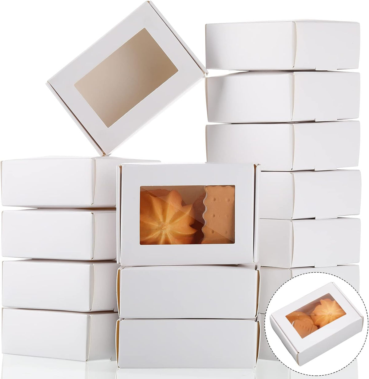 Zonon 30 Pcs Soap Boxes for Homemade Packaging, Mini Kraft Treat Boxes with Window for Bakery Candy