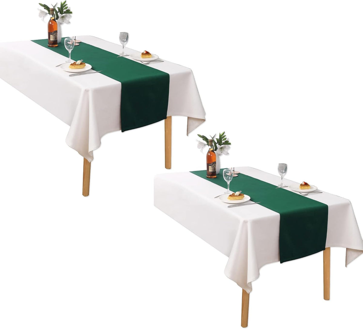DUALIFE Dark Green Table Runner 14x72 Inch Thick Polyester Decorative Cloth Handcrafted for Wedding