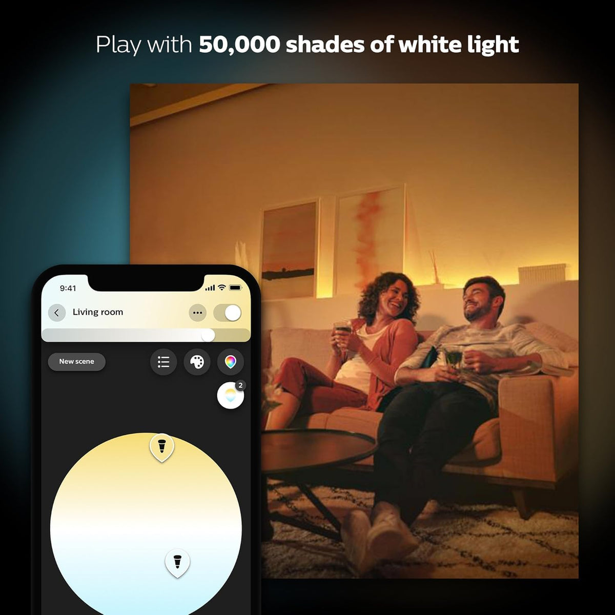 Philips Hue White Ambiance BR30 LED Smart Bulbs (Bluetooth Compatible), Compatible with Alexa