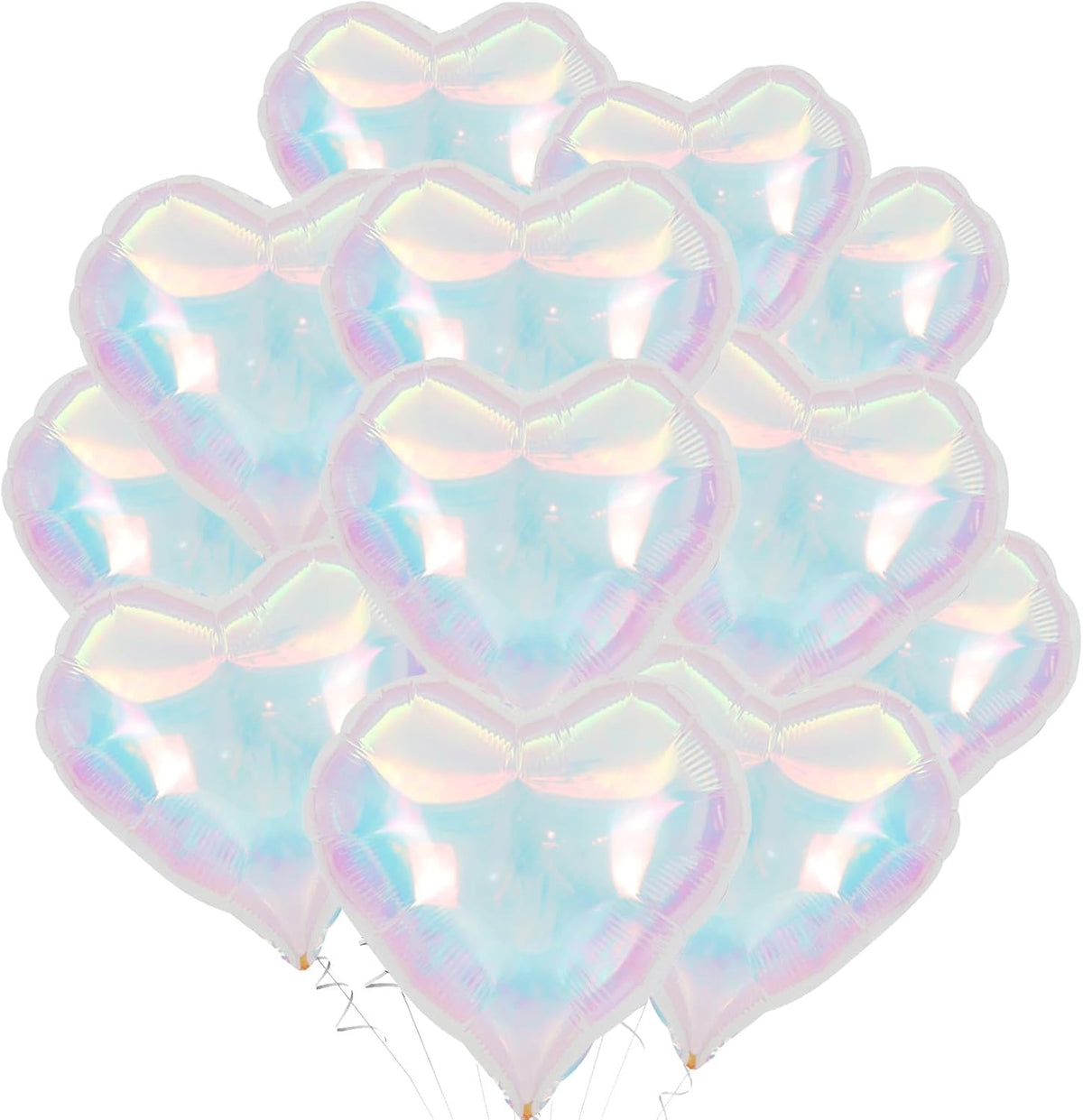 Iridescent Heart Balloons,12Pcs 18Inch Iridescent Heart Shaped Foil Helium Polyester Film Balloons