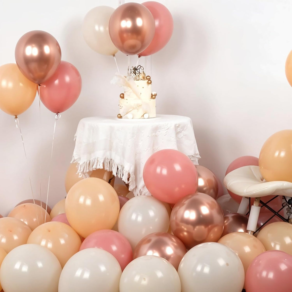 Togvu Retro Blush Pink Balloons, 60 Packs 12 Inch Dusty Pink Metallic Chrome Rose Gold White Sand