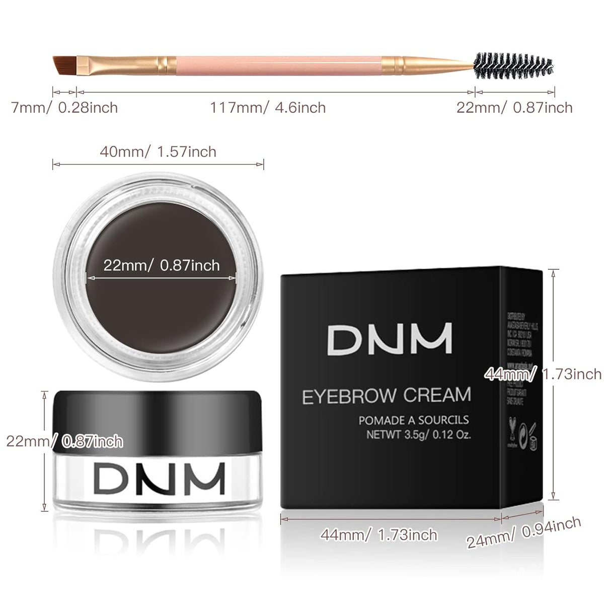2Pcs Brow Pomade Set with Dual-ended Eyebrow Brush, High pigment Water proof Natural finish Eyebrow