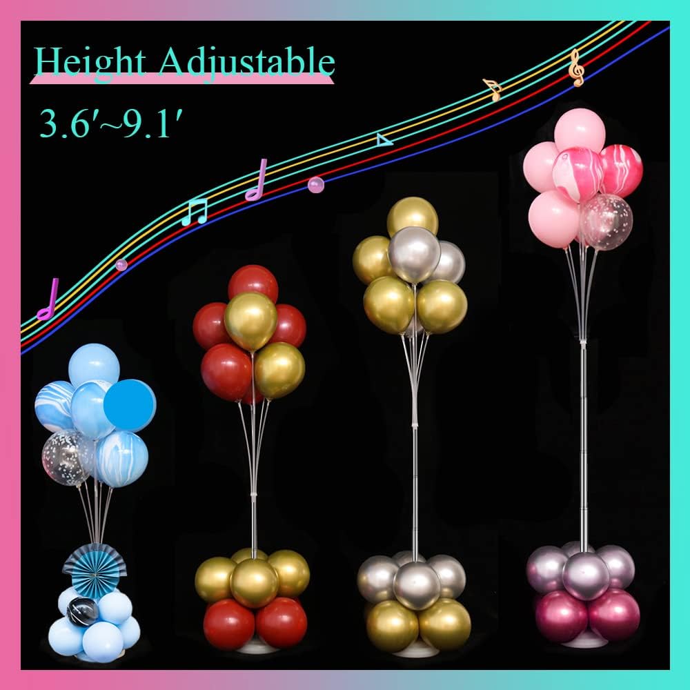 4 Set Balloon Stand Kit, 9 Feet Adjustable Balloon Arch for Floor, Ballon Column Tower with Weights