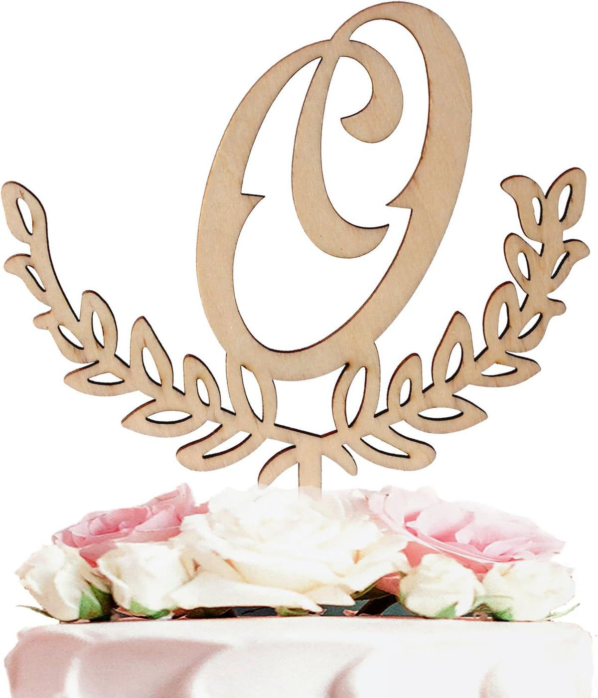 LINGTEER Personalized Inital Letter O Wooden Cake Topper Perfect for Birthday Rustic Wedding