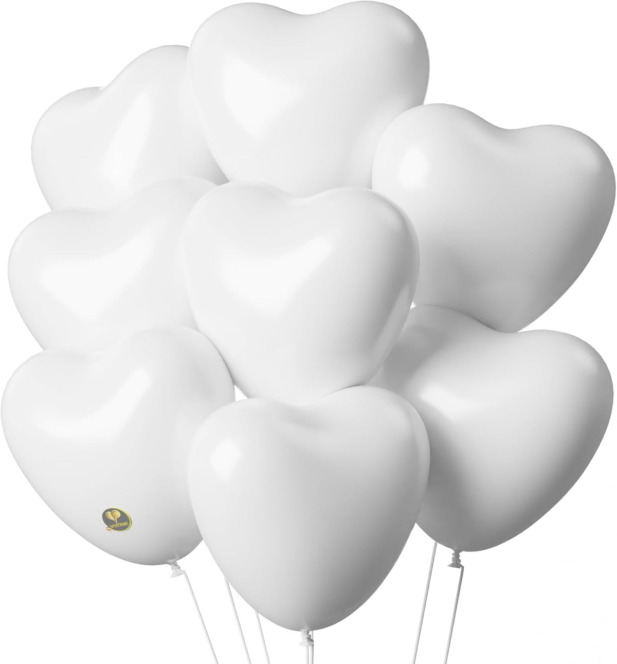 AFTERLOON® Biodegradable Balloons 24 pcs White 12 Inch Heart Shaped, Thickened Extra Strong Natural