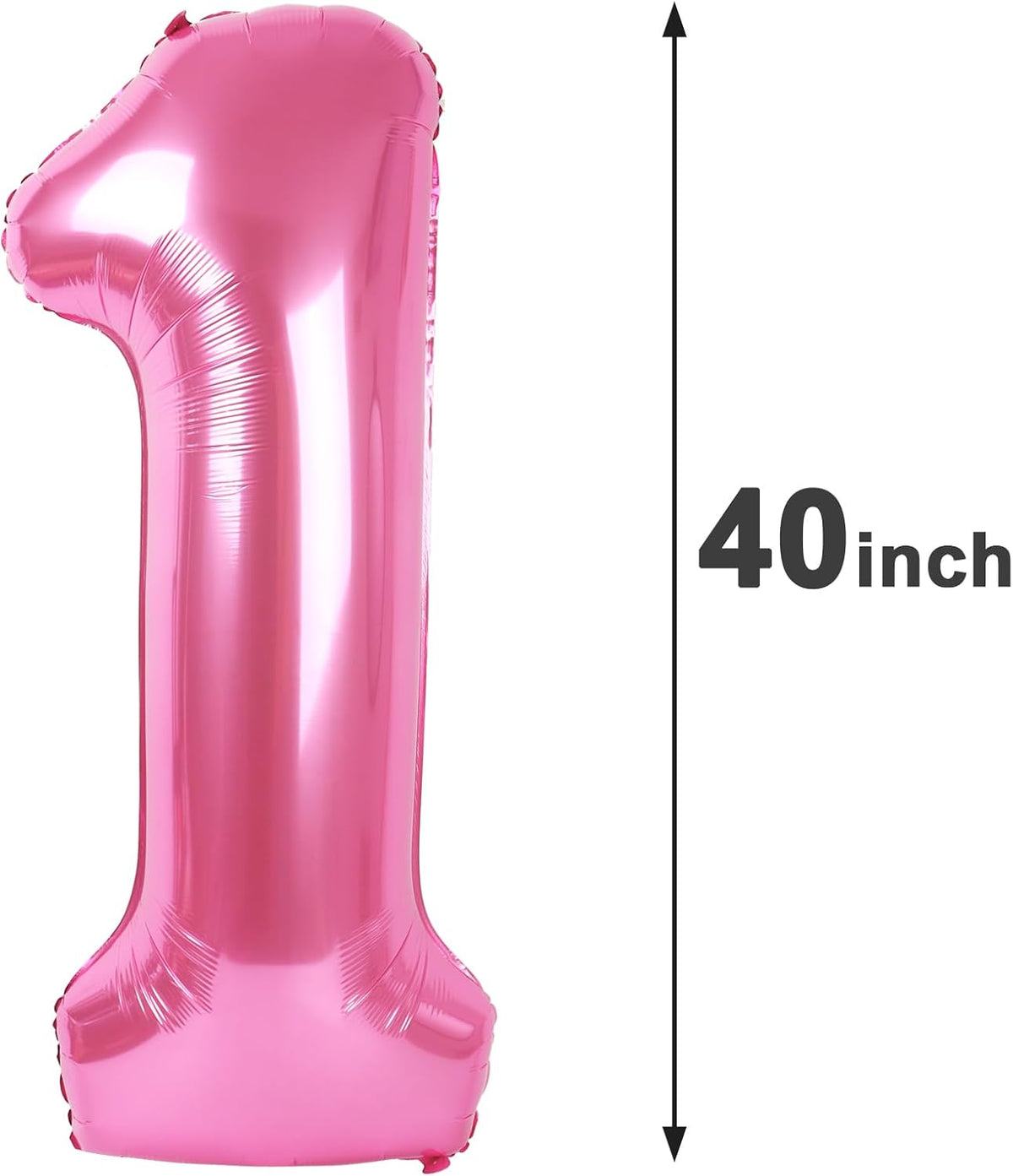 Pink 1 Number Balloon 40 inch, Number 1 Birthday Balloon for Boy Girl, Pink Foil One Balloon for