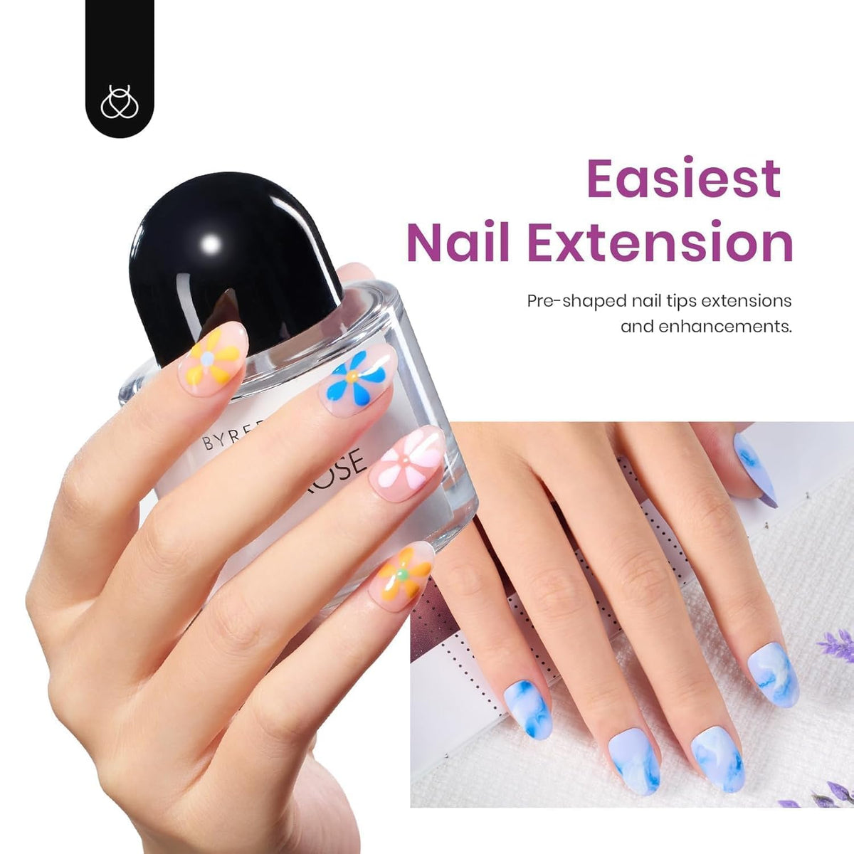 Beetles Nail Tips 240 Pcs Short Oval Nail Kit 5 In 1 Nail Glue Base Gel Uv Led Lamp Press on Nails