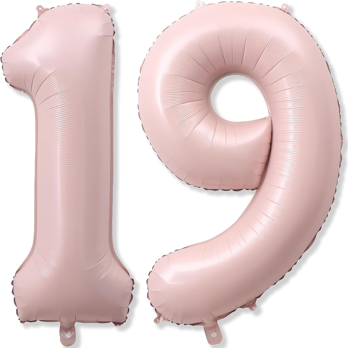 Pastel Pink 19 Balloon Number for Girls, 40'' Self Inflating Number 19 Balloons, Big Light Blush