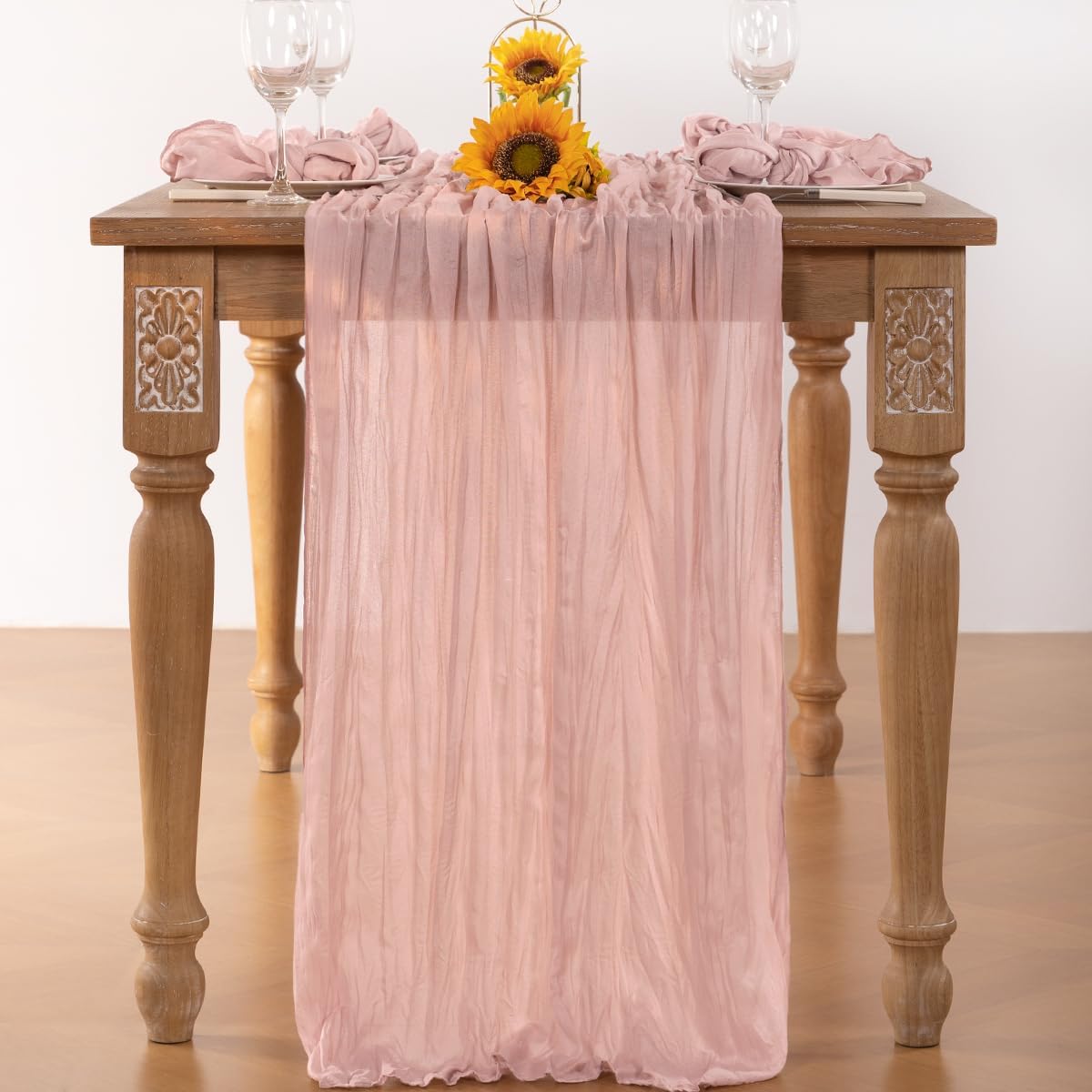 Pink Cheesecloth Table Runner Fall Table Runner Boho Gauze 120 Inches Light Pink Cheese Cloth Fall