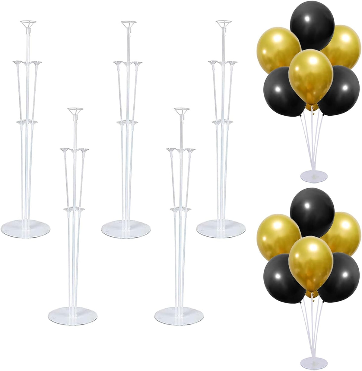 5 Set Balloon Stand Kit - Balloon Sticks With Base for Table Balloon Centerpiece Decorations for