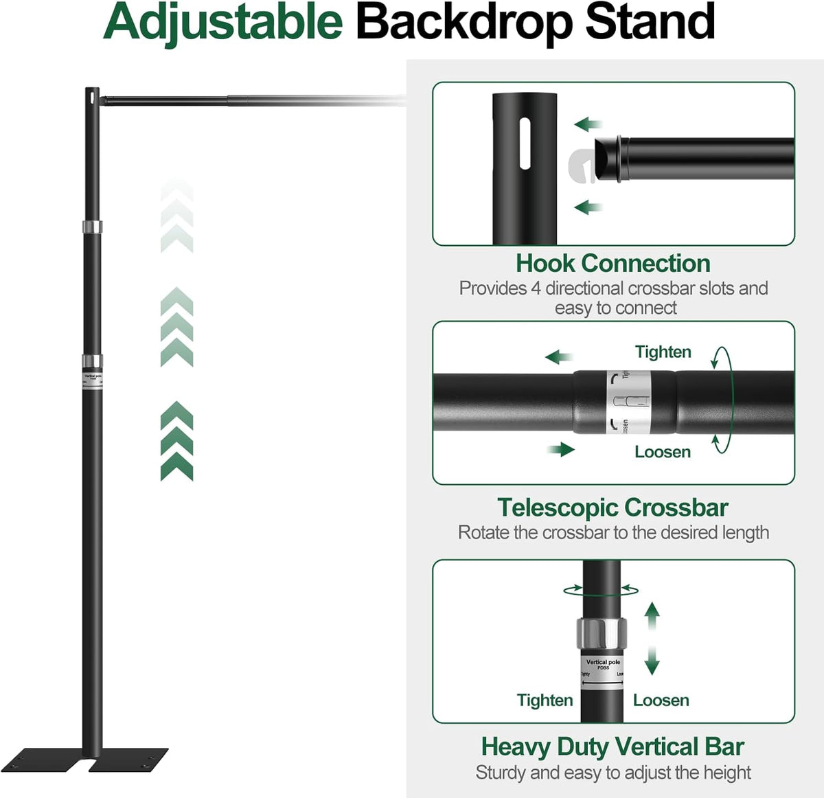 FUDESY Pipe and Drape Backdrop Stand Kit, 10x10ft Heavy Duty Backdrop Stand Adjustable Background