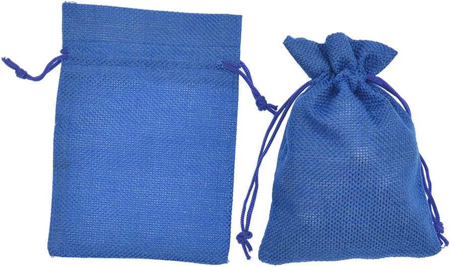 20pcs Burlap Bags with Drawstring 5x7 inch, Royal Blue Gift Bags Bulk Jewelry Pouches Sacks for