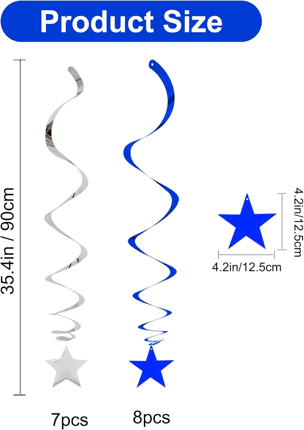 BEISHIDA Blue Silver Stars Hanging Swirls Bachelorette Graduation Hanging Ornament Decorations for