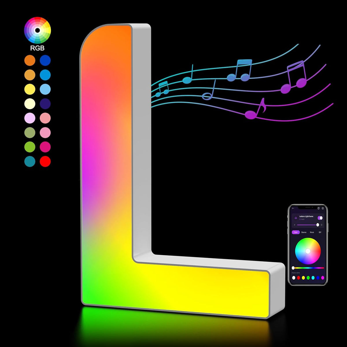 OJQ Light Up Letters LED Letter - Marquee Letters Room Decor Alphabet Letter Music Sync Color