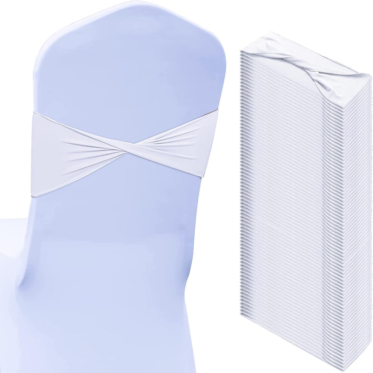 Kinlop 50 Pcs Spandex Chair Sashes Bows Chair Bands Slider Sashes for Covers Elastic Bands Ties