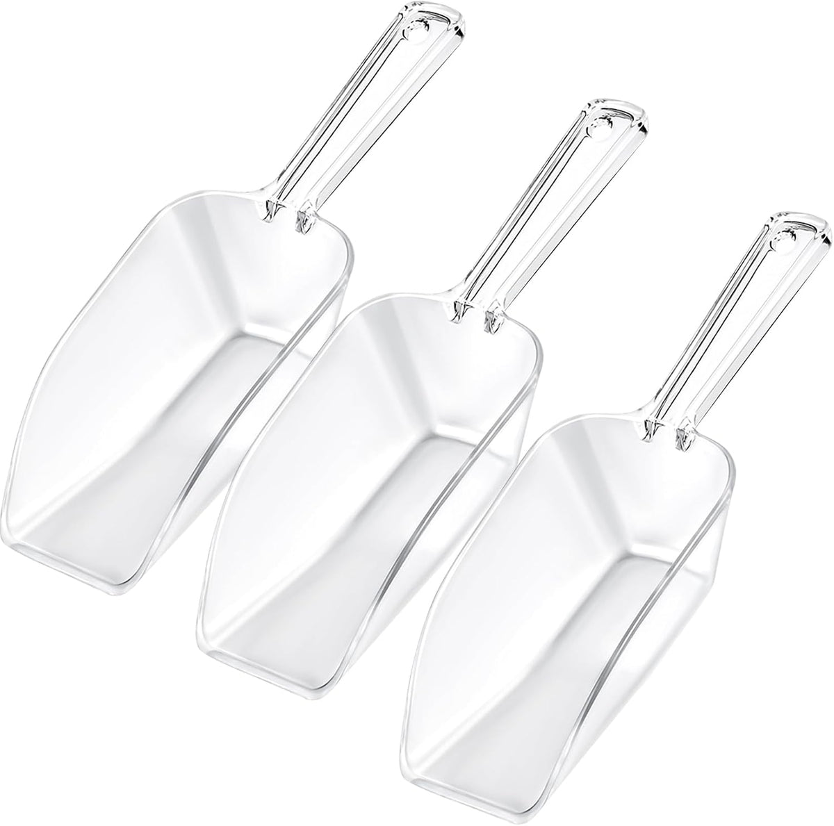 3 Pcs Clear Plastic Ice Scoop Set, Small Acrylic Serving Scoops For Candy Buffet, Canisters, Dry