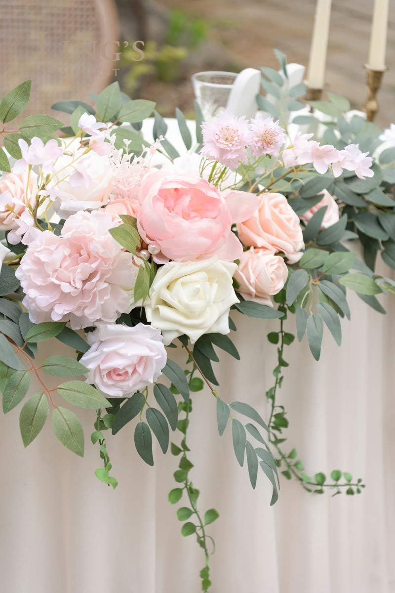 Ling's Moment 9FT Flower Garland for Backdrop Decorations - Wedding Arch Flowers, Eucalyptus &