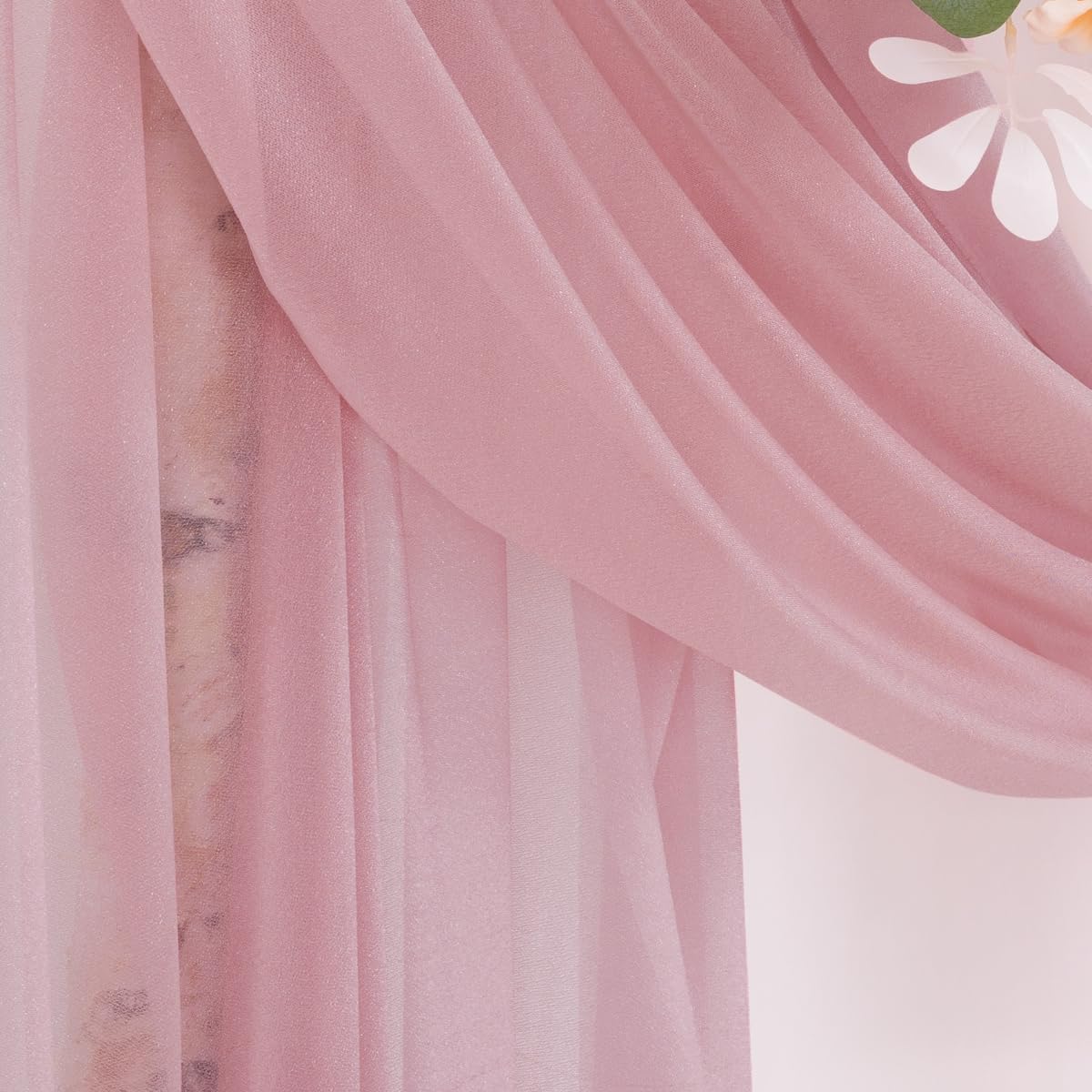 Dusty Rose Wedding Arch Draping Fabric 2 Panels 29" x 20 FT Wedding Drapes for Backdrop Sheer