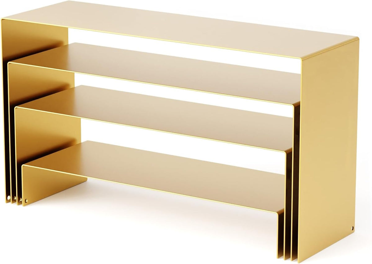 Black Matte Metal Display Stand,8 Pcs 2 Set Display Risers, Metal Rectangular Display Shelf for