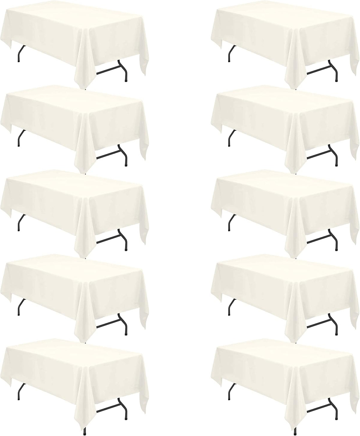 BRILLMAX 10 Pack Ivory Tablecloths for 6 Foot Rectangle Tables 60 x 102 Inch - 6ft Rectangular Bulk