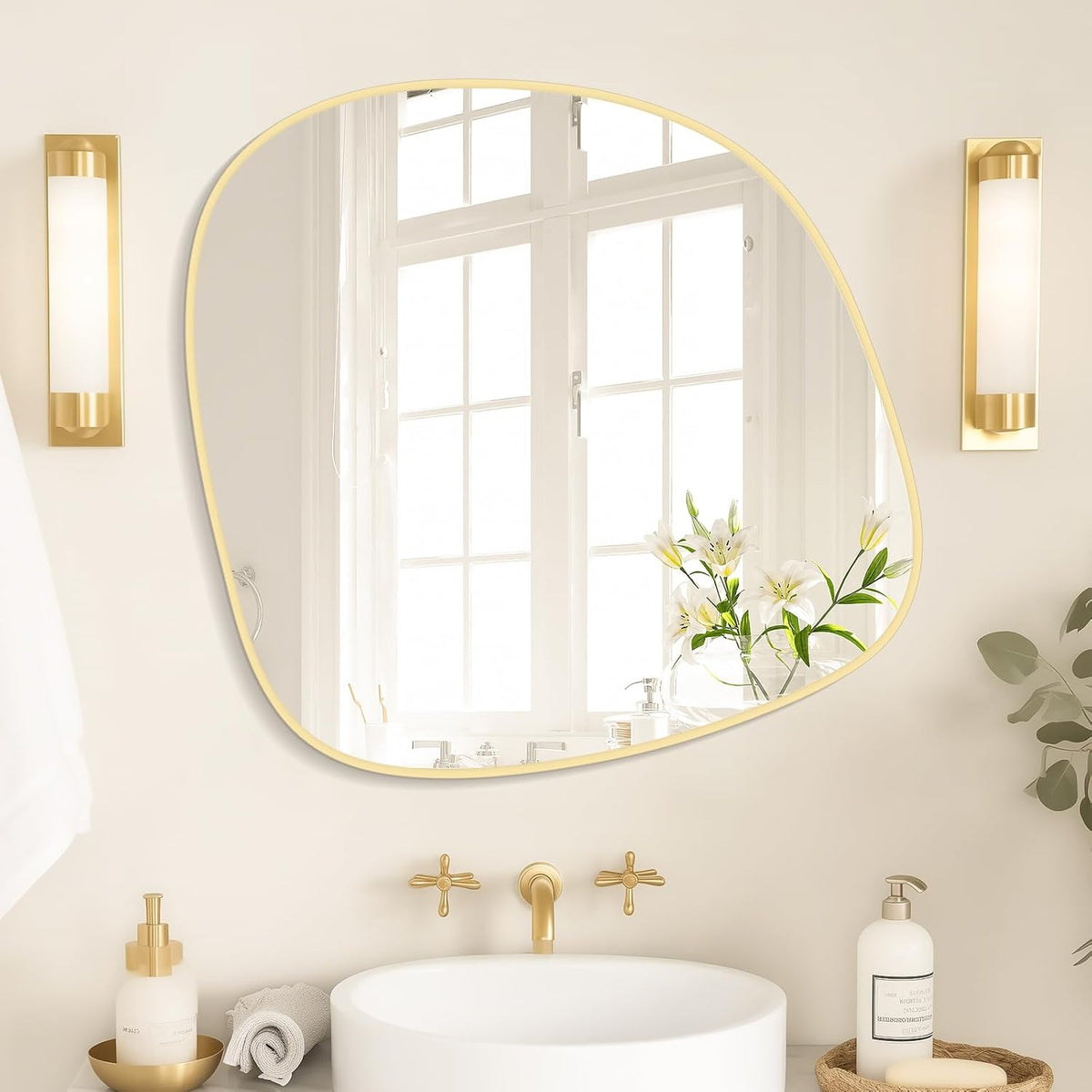 WallBeyond Asymmetrical Mirror, Irregular Wall Mirror, Wall Mirrors Decorative for Bedroom Living