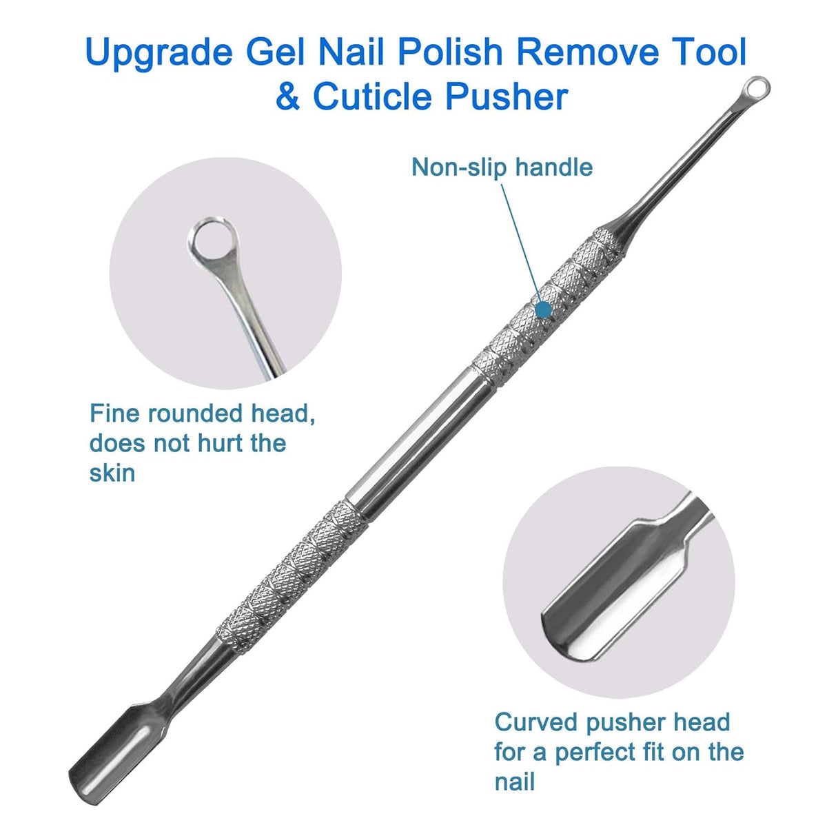 Premium Stainless Steel Manicure Tools 2-Piece Set, Upgrade Gel Nail Polish Remove Tool & Cuticle