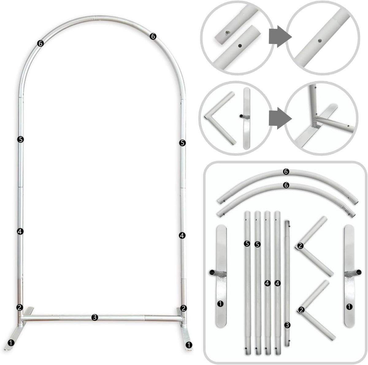 FiVan 2.7ft by 6ft Heavy Duty Trio Arch Backdrop Frame Stands for Party Covers