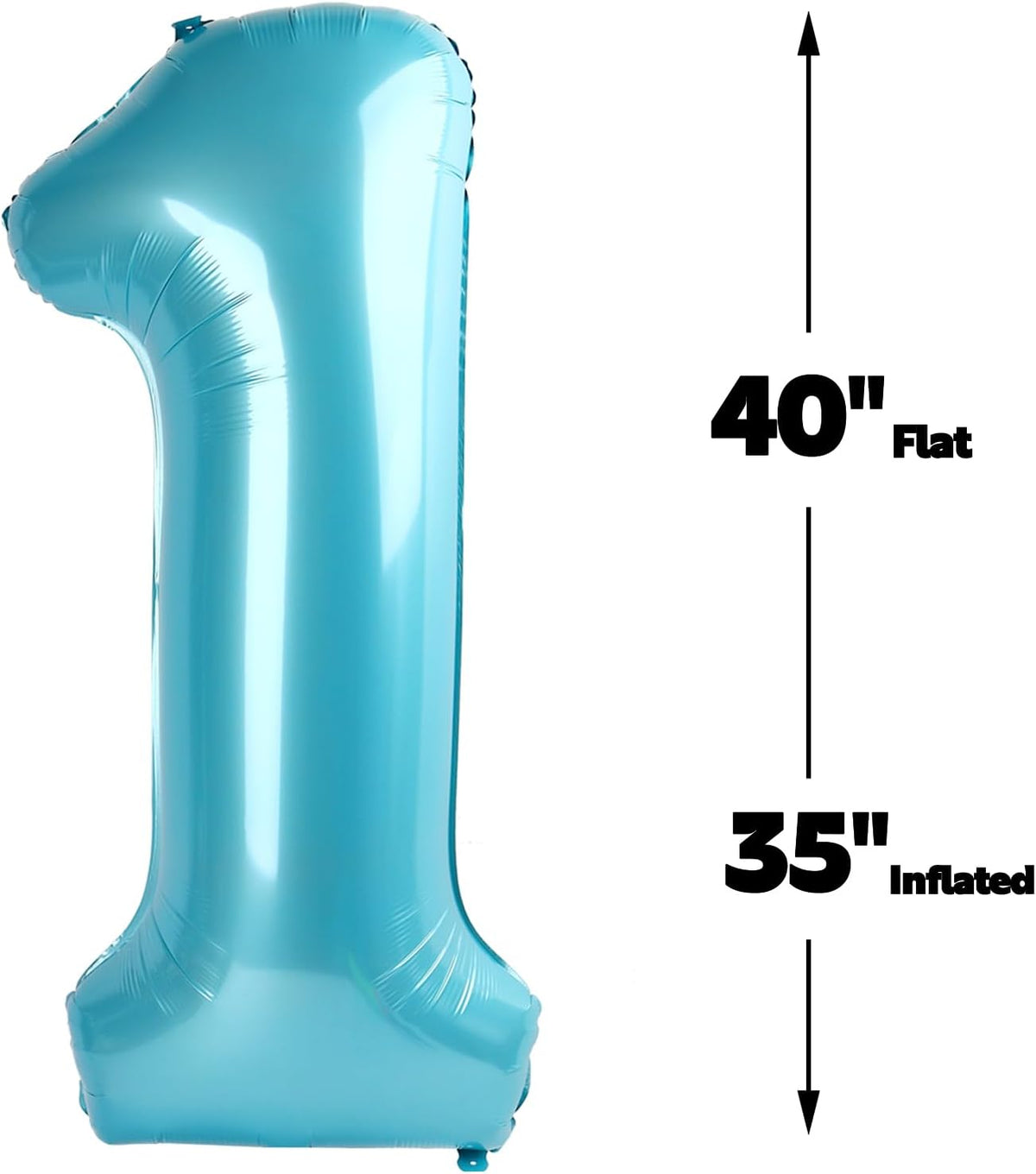 Pearl Blue Number 1 Balloon 40 inch, Number 1 Birthday Balloon for Boy Girl, Pearl Blue Foil One