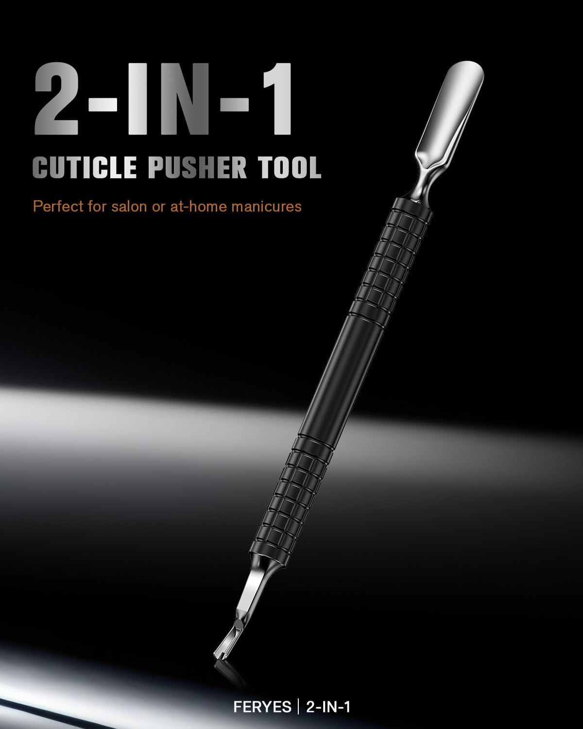 FERYES Cuticle Pusher with Fork, 2-in-1 Cuticle Remover Tool, Upgraded Stainless Steel Cuticle