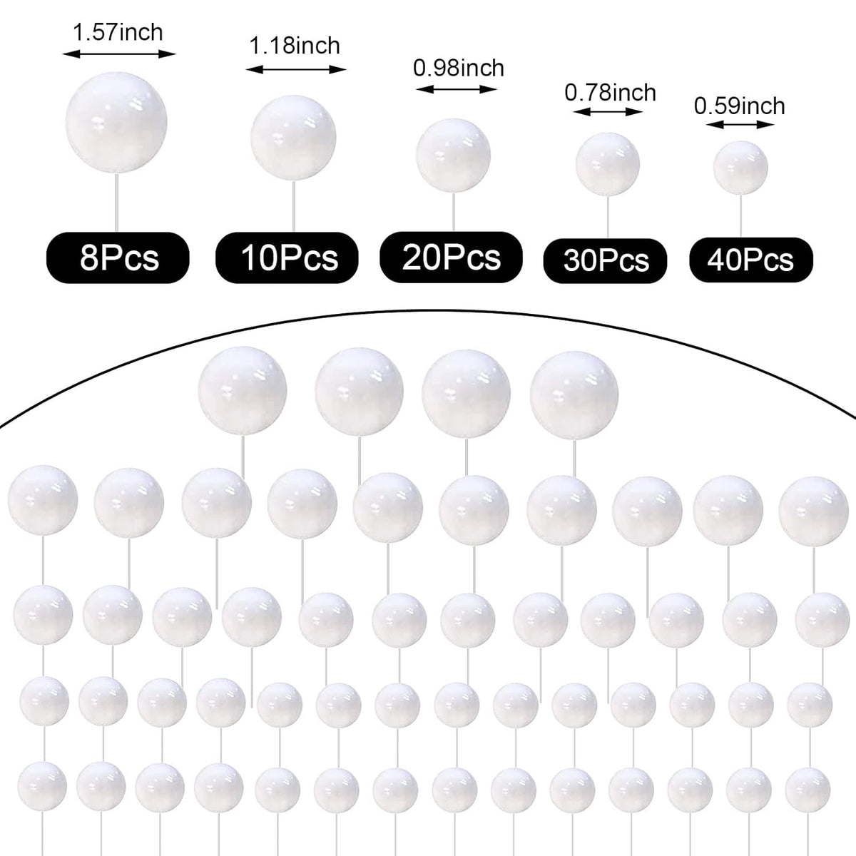 108 Pcs Balls Cake Topper DIY Cupcake Insert Foam Balloons for Cake Baking Wedding Anniversary