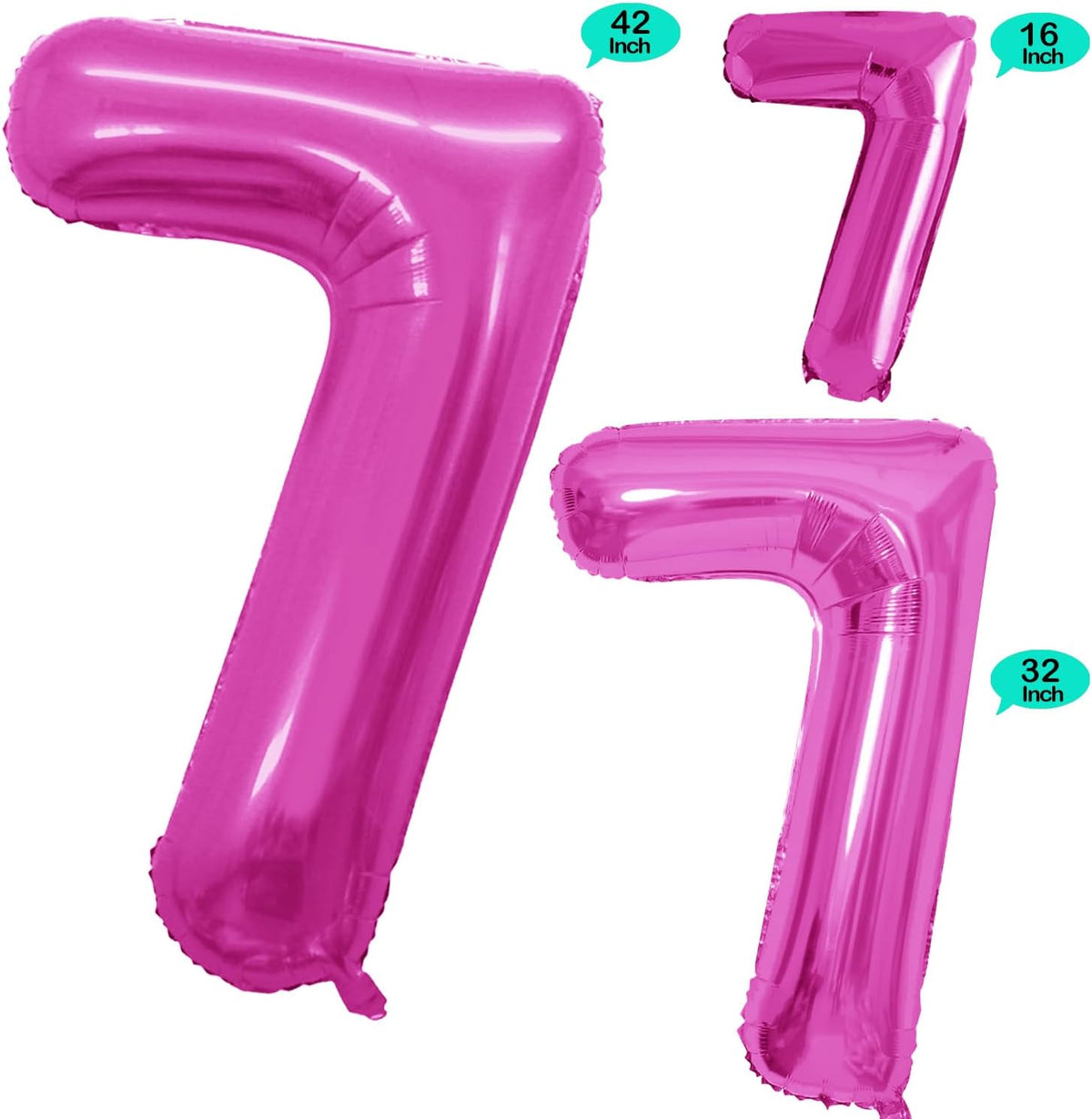 GOER Pink Foil Balloons Number 7,Huge Number Balloons for 7th 77th Birthday Party Supplies