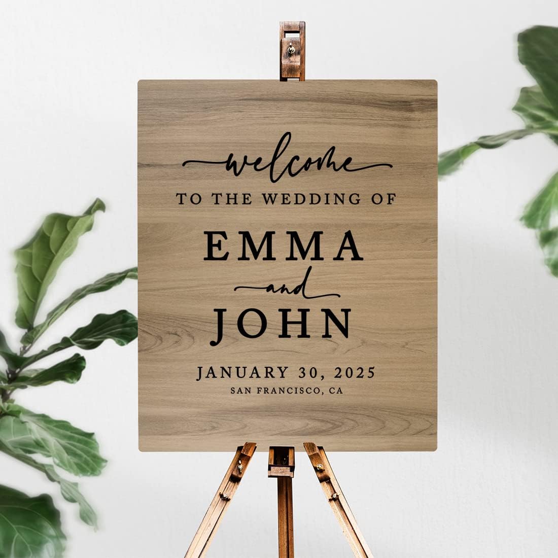 Andaz Press Large Wooden Welcome Sign for Wedding Rustic Welcome Sign 16" x 20" Custom Names Date &