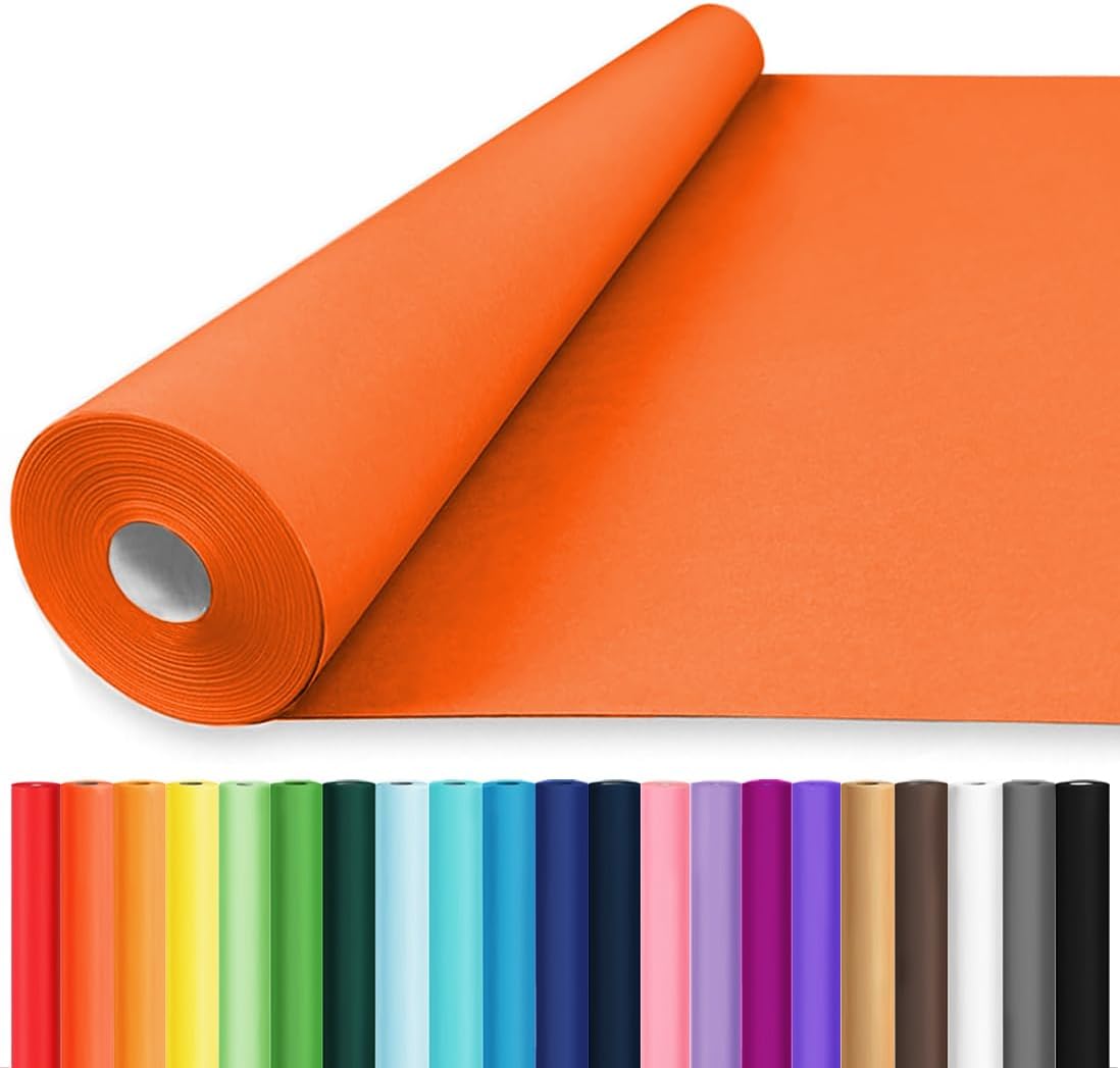 Vanhench 17.8"x 1500" (125') Orange Wrapping Paper, Orange Solid Color Art Kraft Craft Paper Roll