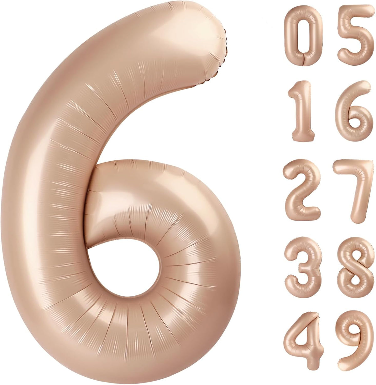 40 Inch Light Brown Mylar Foil Number 6 Birthday Balloon, Digital Balloons for 6 16 Boy Girl Party