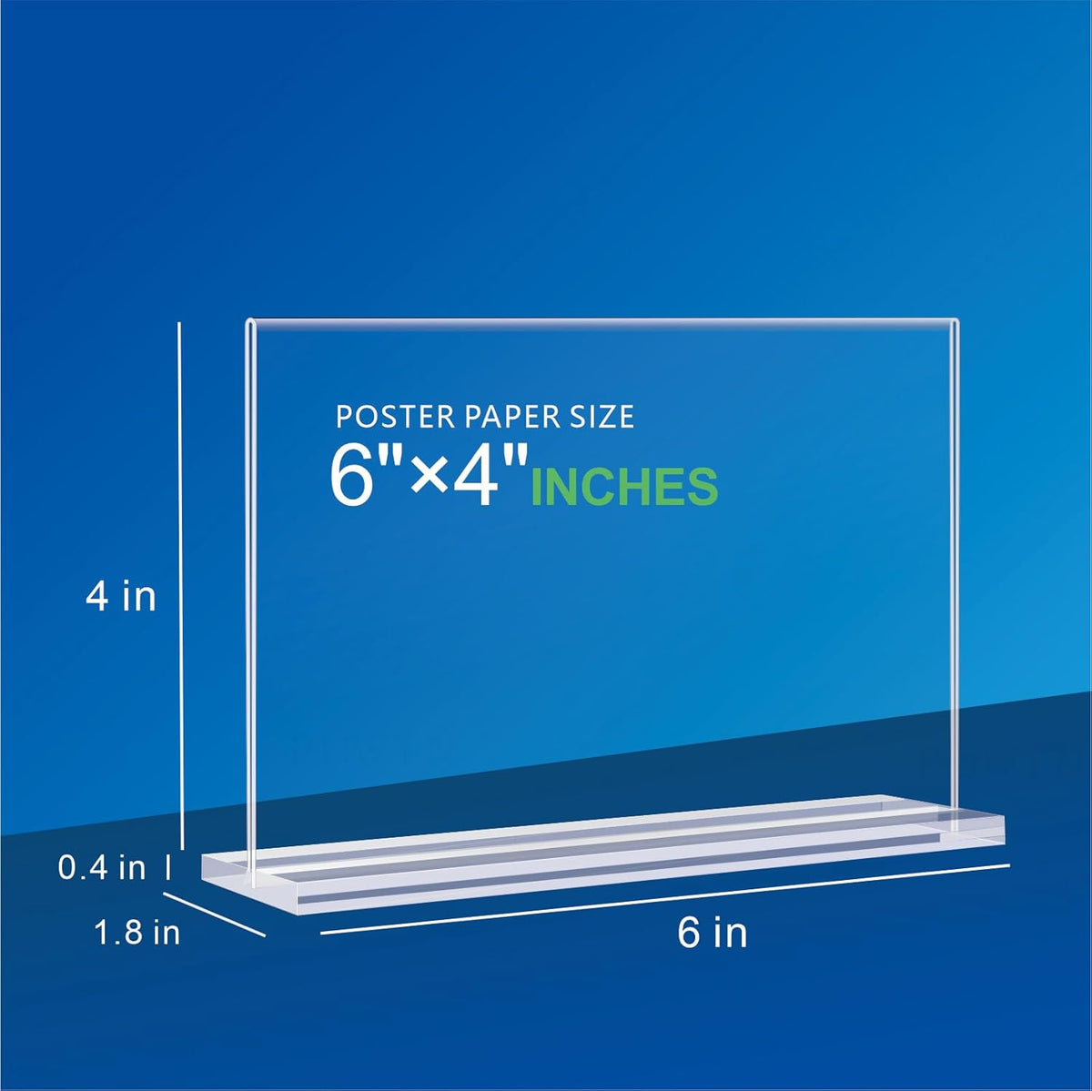 Acrylic Sign Holder 6x4 - 6 Pack Clear Tabletop Sign Holder Horizontal Plastic Picture Frames