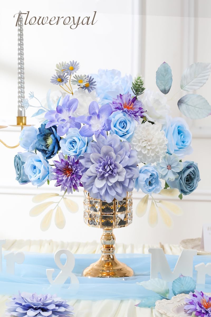Floweroyal Artificial Flowers Combo Purple Flowers Mix Silk Flowers Dahlia Roses with Stems for DIY