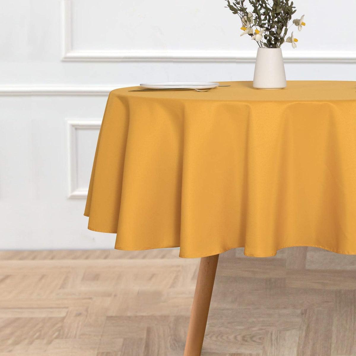 sancua Round Tablecloth - 60 Inch - Water Resistant Spill Proof Washable Polyester Table Cloth