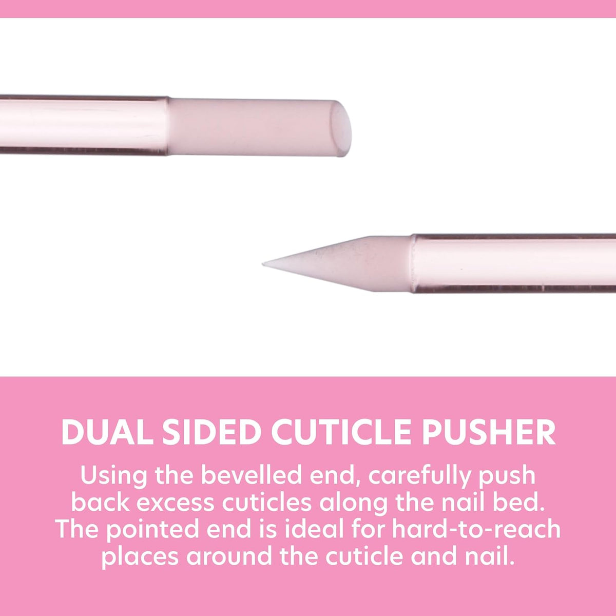 BONA FIDE BEAUTY Glass Cuticle Pusher, 1-Pieces Pink Gentle Czech Manicure Stick for Cuticle