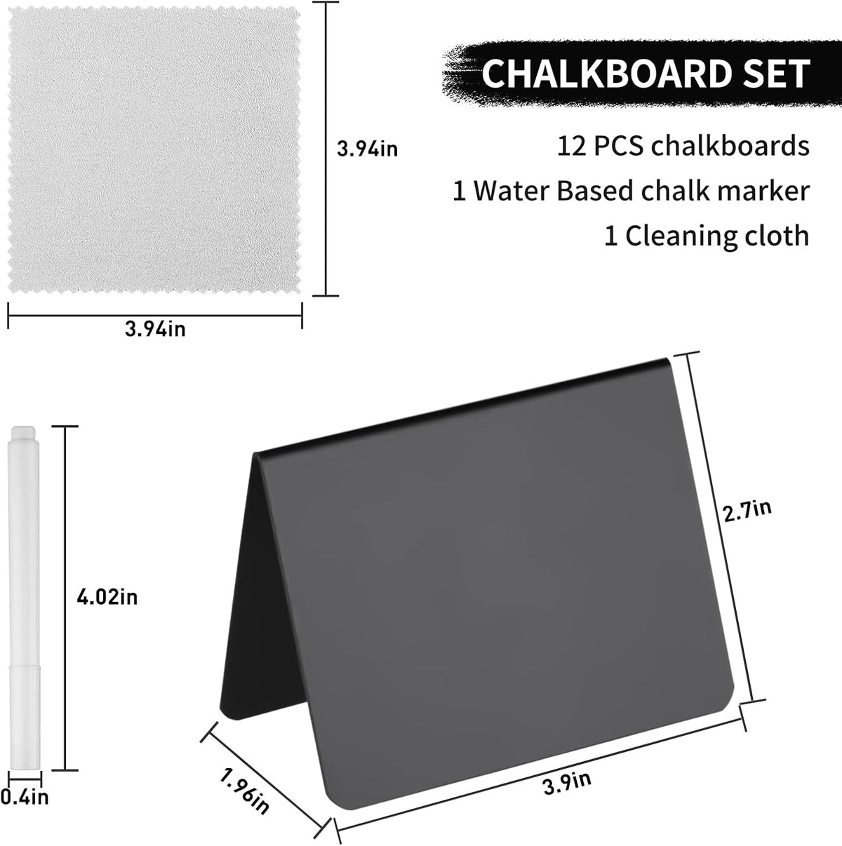 12 Pack 4"x3"Mini Chalkboard Signs for Chalk Sign for Food - Party - Buffet - Table Sign Chalkboard