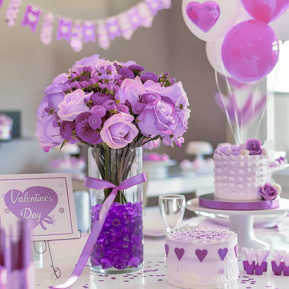 HappyFiller Fall Thanksgiving Decoration 720 Pcs Purple Acrylic Diamonds Gems,Wedding Diamond