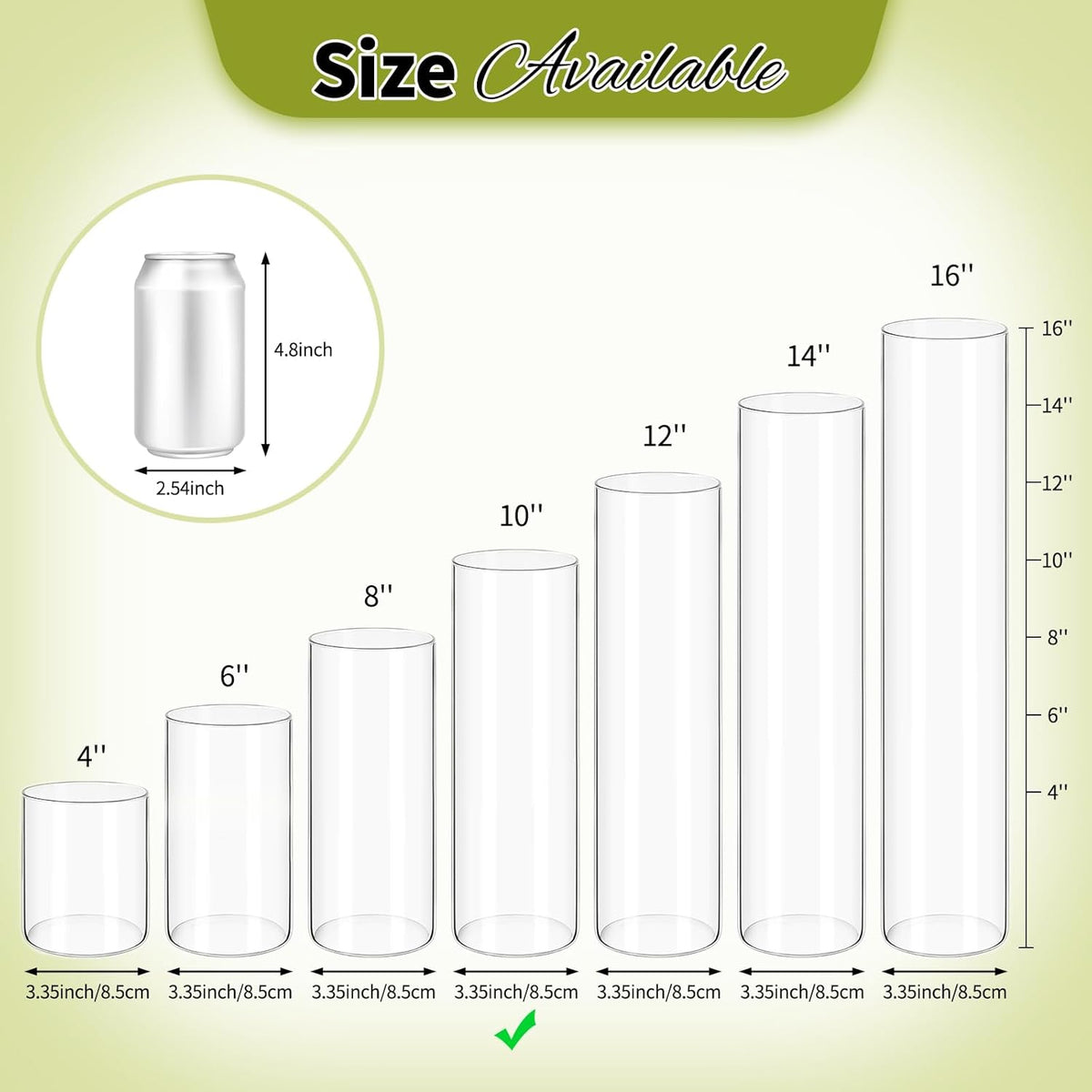12Pack Glass Cylinder Vases for Centerpieces - 10 Inch Tall Flower Vase for Wedding Decorations
