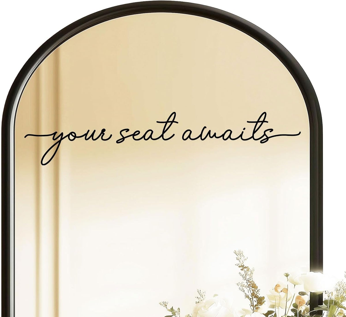 Your Seat Awaits Vinyl Decal, Wedding Seating Sticker, Mirror Decal for Seating, Please Find Your