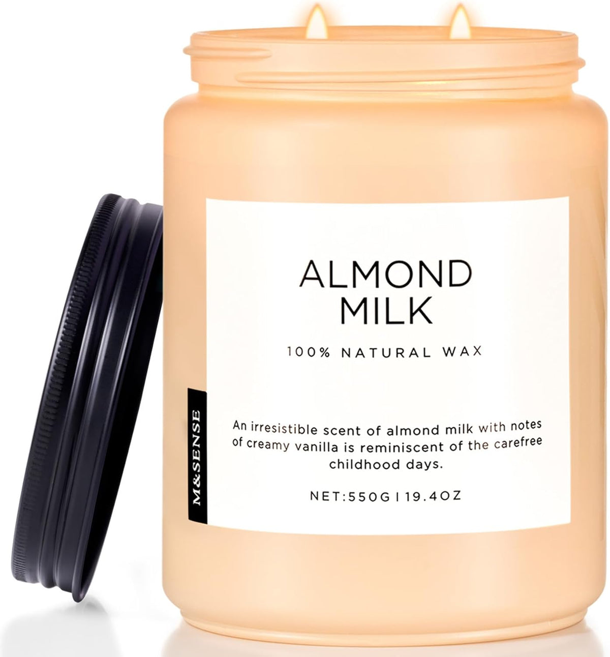 M&SENSE Almond Milk Scented Candles for Home, 19.4oz 110 Hours Long Lasting Non Toxic Natural