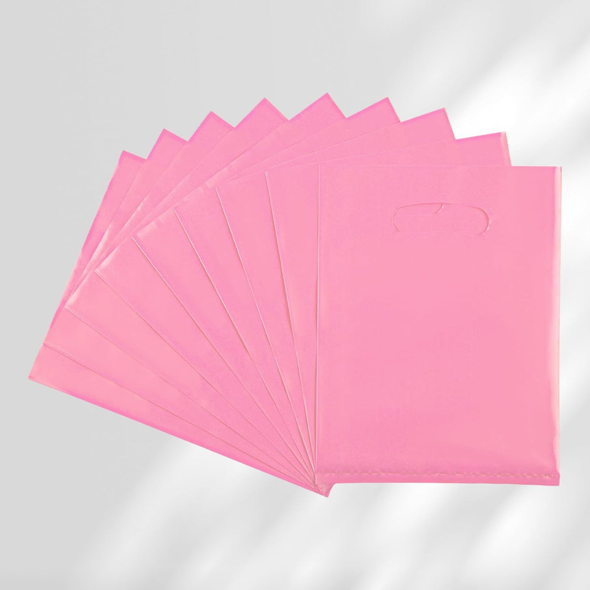 Pink 100 PCS Small Gift Bags, 6"x8" Goodie Party Favor Bags with Handle, Treat Retail Pouches for