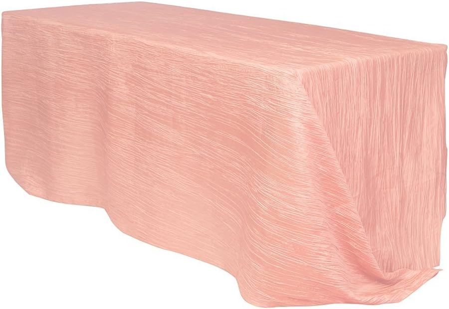YOUR CHAIR COVERS - 90 x 156 inch Rectangular Crinkle Taffeta Tablecloth - Blush, Rectangle Table