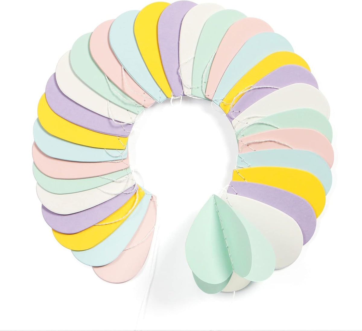 Pastel-Rainbow Party-Decorations 3D Heart Garland - 39Ft Yellow Blue Pink Purple Mint Hanging Paper